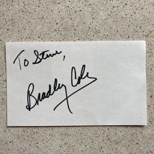 Bradley Cole Signed Inscribed Index Card 3X5 Soap Opera Richard On Guiding Light